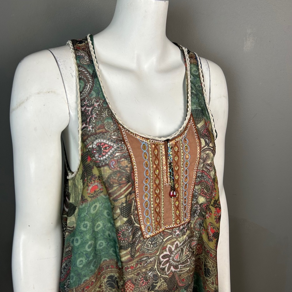 Bohemian Patchwork Top Medium Handkerchief Tank A… - image 6